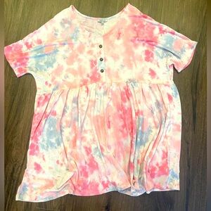 White Birch Pink and Blue Tie-Dye Baby doll dress/top